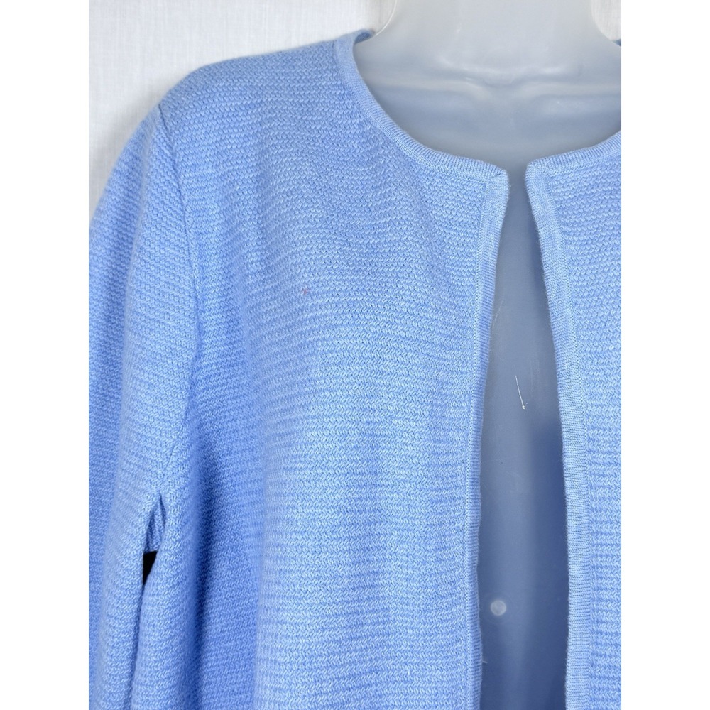 Talbots Plus Textured Open Front Sweater Jacket Light Blue Cotton Blend Women 1X - Picture 4 of 12